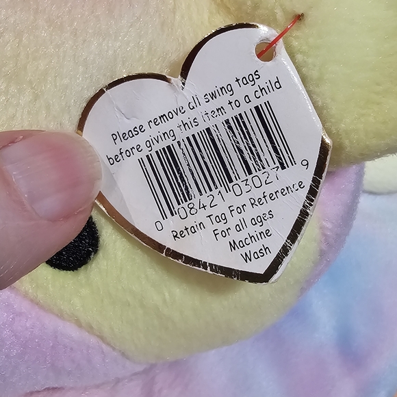 Retired Ty Beanie Baby 1998 Sherbet The Bear Pal Tie Dye Pastel w/ Tag Vintage - Picture 11 of 12